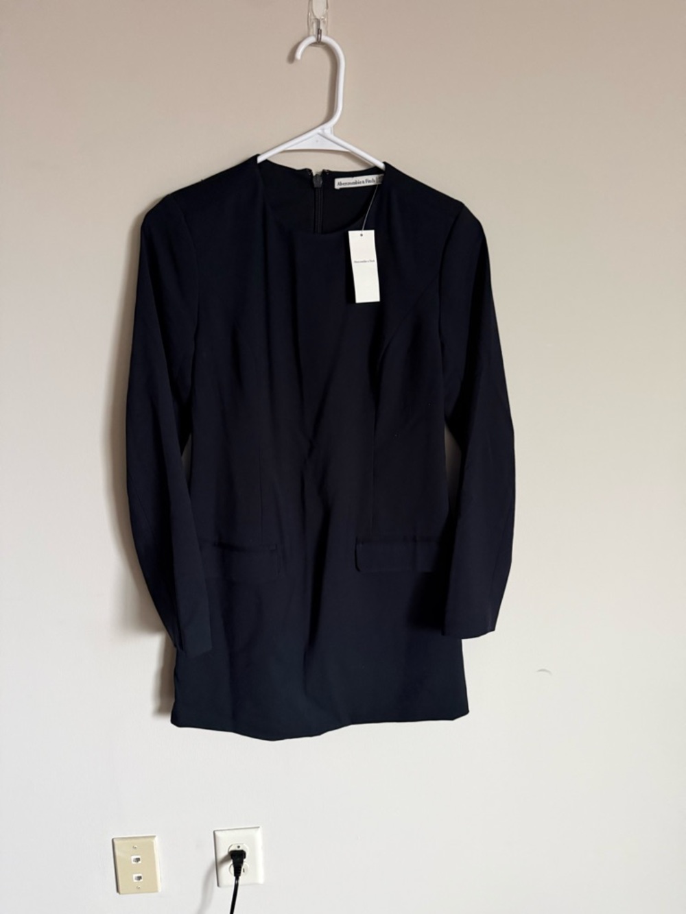 Abercrombie & Fitch Navy Long-Sleeve Shift Dress